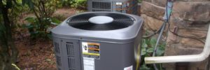 Outdoor air conditioning unit installed by Skone's Advanced Heating & Cooling